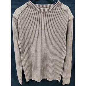 Xtreme Gear Sweater Mens Medium Crew Neck Pullover Vintage Light Brown Patching